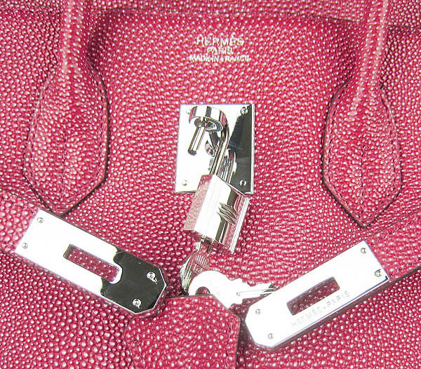 High Quality Fake Hermes Birkin 35CM Pearl Veins Leather Bag Red 6089